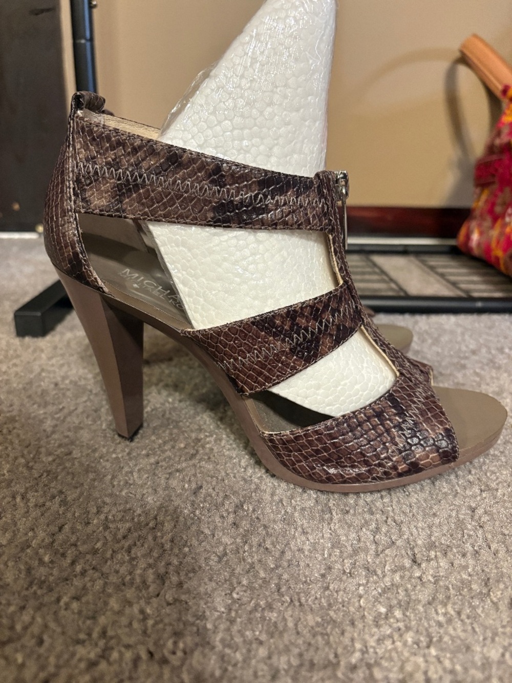 Snakeskin print MK heels